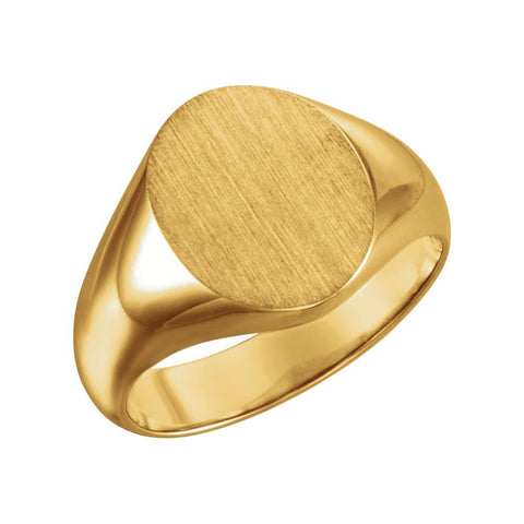 10k Yellow Gold 12x10mm Oval Signet Ring, Size 6