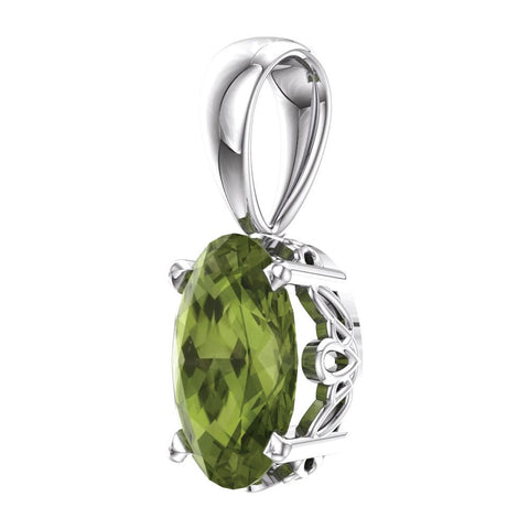 14k White Gold Peridot Pendant