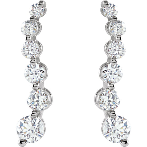14k White Gold Journey Diamond Earrings