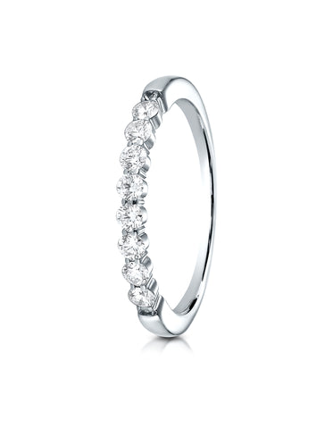 Benchmark 14K White Gold 2.5mm High Polish Shared Prong 8-Stone Diamond Wedding Band Ring (0.32 ct.)