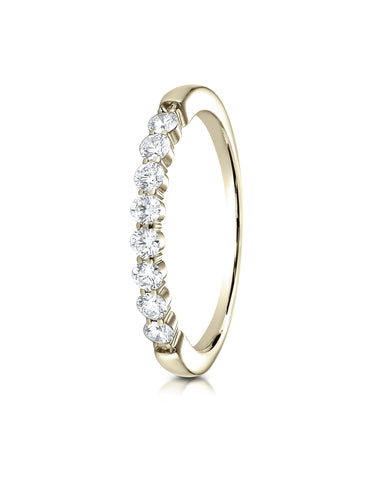 Benchmark 14K Yellow Gold 2.5mm High Polish Shared Prong 8-Stone Diamond Wedding Band Ring (0.32 ct.)