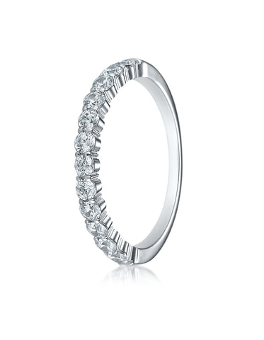 Benchmark 14K White Gold 2.5mm High Polish Shared Prong 12-Stone Diamond Wedding Band Ring (.48 ct.)