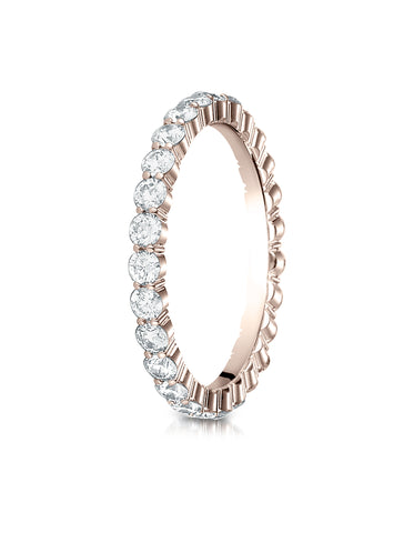 Benchmark 14K Rose Gold 2mm High Polish Shared Prong Diamond Eternity Wedding Band (0.96 ct. - 1.40 ct.)