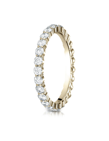 Benchmark 14K Yellow Gold 2mm High Polish Shared Prong Diamond Eternity Wedding Band (0.96 ct.- 1.40ct.)
