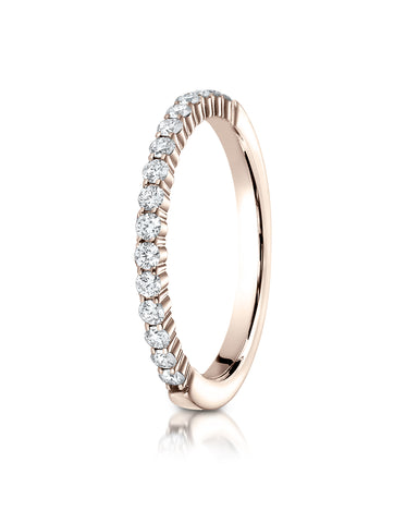 Benchmark 14K Rose Gold 2mm High Polish Shared Prong 16-Stone Diamond Wedding Band Ring (0.32 ct.)