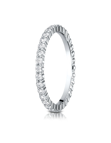 Benchmark 14K White Gold 2mm High Polish Shared Prong Diamond Eternity Wedding Band (0.60 ct. - 0.88ct.)