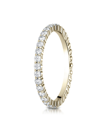 Benchmark 14K Yellow Gold 2mm High Polish Shared Prong Diamond Eternity Wedding Band (0.60 ct.- 0.88ct.)
