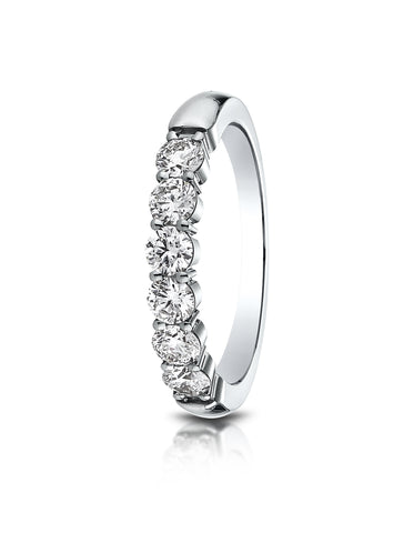 Benchmark 14k White Gold 3mm high polish Shared Prong 6 Stone Diamond Ring (0.66Ct.), (Sizes 4-9.5)