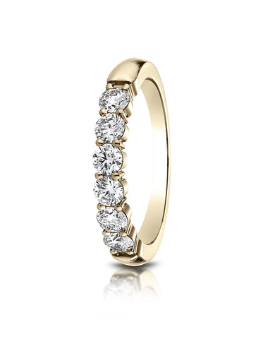 Benchmark 14k Yellow Gold 3mm high polish Shared Prong 6 Stone Diamond Ring (0.66Ct.), (Sizes 4-9.5)