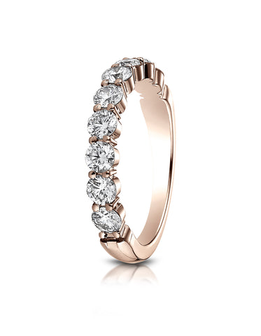 Benchmark 14k Rose Gold 3mm high polish Shared Prong 9 Stone Diamond Ring (0.99Ct.), (Sizes 4-9.5)