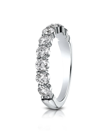 Benchmark 14k White Gold 3mm high polish Shared Prong 9 Stone Diamond Ring (0.99Ct.), (Sizes 4-9.5)
