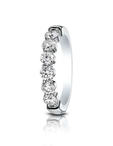Benchmark 14k White Gold 3mm high polish Shared Prong 6 Stone Diamond Ring (0.96Ct.), (Sizes 4-9.5)
