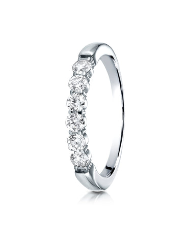 Benchmark 14K White Gold 3mm High Polish Shared Prong 6-Stone Diamond Wedding Band Ring (0.48 ct.)