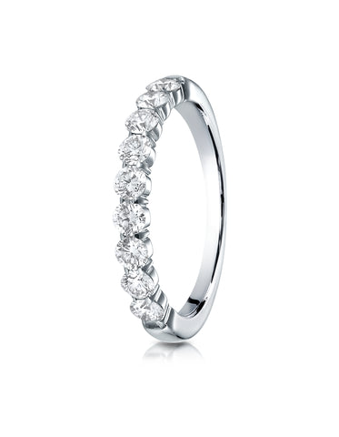 Benchmark Platinum 3mm high polish Shared Prong 9 Stone Diamond Ring (0.72 ct.), (Size 4 - 7.5)
