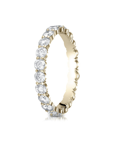 Benchmark 14K Yellow Gold 3mm High Polish Shared Prong Diamond Eternity Wedding Band (1.60 ct.- 2.32ct.)