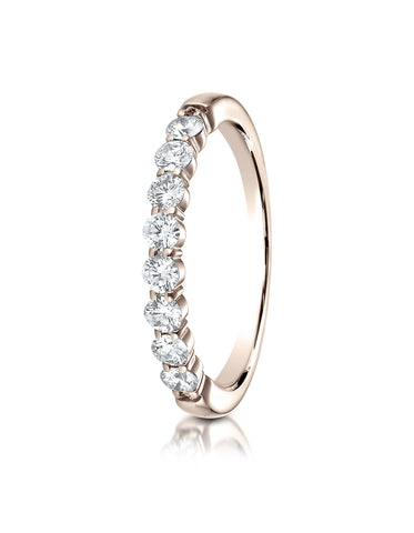 Benchmark 14K Rose Gold 3mm High Polish Shared Prong 8-Stone Diamond Wedding Band Ring (0.48 ct.)