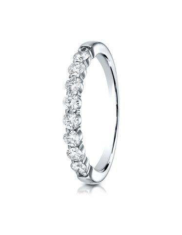 Benchmark 14K White Gold 3mm High Polish Shared Prong 8-Stone Diamond Wedding Band Ring (0.48 ct.)