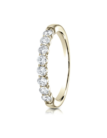 Benchmark 14K Yellow Gold 3mm High Polish Shared Prong 8-Stone Diamond Wedding Band Ring (0.48 ct.)
