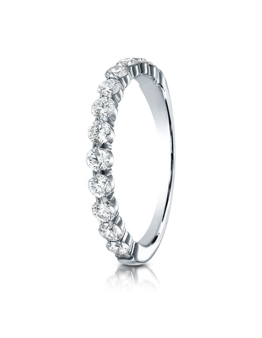 Benchmark 14K White Gold 3mm High Polish Shared Prong 12-Stone Diamond Wedding Band Ring (0.72 ct.)
