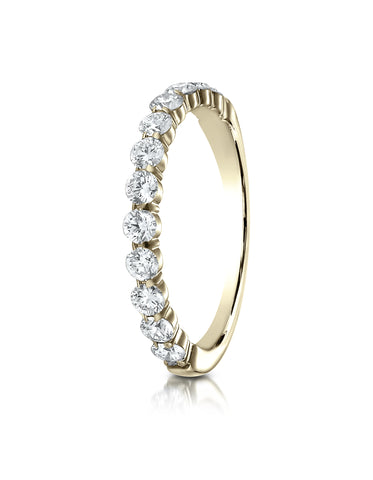 Benchmark 14K Yellow Gold 3mm High Polish Shared Prong 12-Stone Diamond Wedding Band Ring (0.72 ct.)