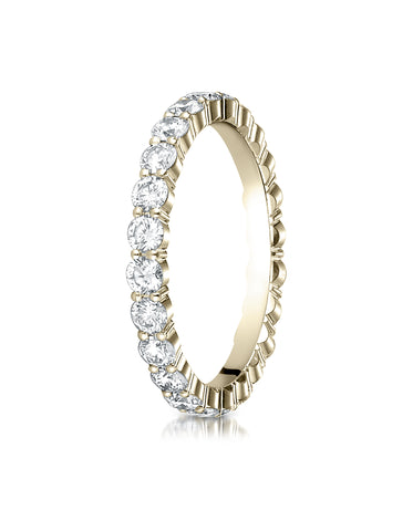 Benchmark 14K Yellow Gold 3mm High Polish Shared Prong Diamond Eternity Wedding Band (1.32 ct.- 1.86ct.)