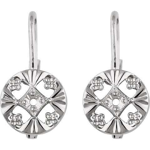 14k White Gold 2mm Round Earring Mountings