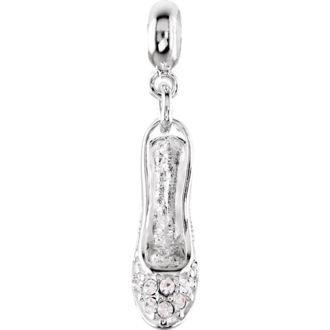 Sterling Silver 12x6.6mm Kera Crystal Stiletto Charm