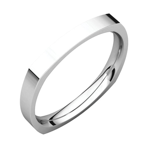 14k White Gold 2.5mm Square Comfort Fit Band, Size 5.5