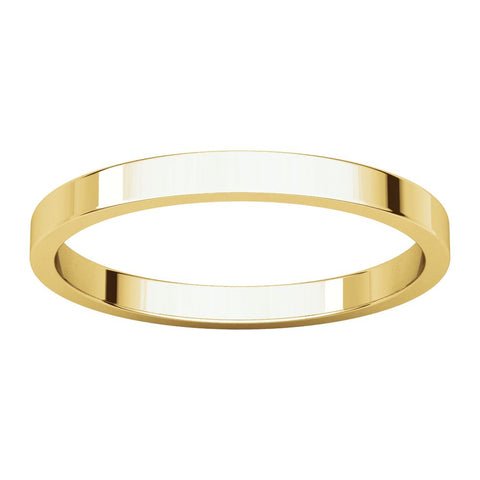 14k Yellow Gold 2mm Flat Band, Size 9.5