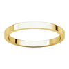 14k Yellow Gold 2mm Flat Band, Size 6.5