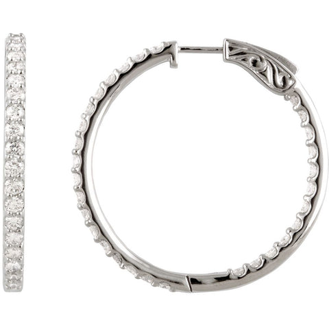 Sterling Silver Cubic Zirconia Inside/Outside Hoop Earrings