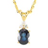 1/10 CTTW Genuine Sapphire and Diamond Pendant on Sparkling Singapore Chain in 14k Yellow Gold