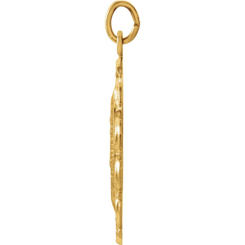 14k Yellow Gold 25x18mm Oval Filigree Miraculous Medal
