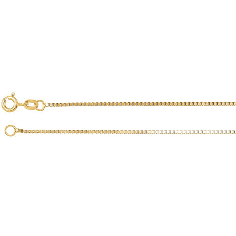 14k Yellow Gold 1mm Solid Box 18" Chain