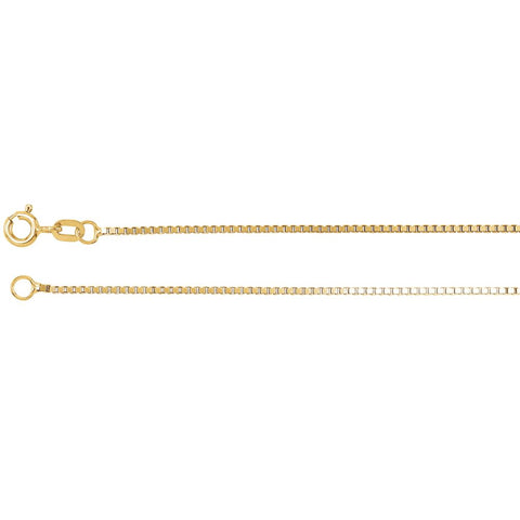 14k Yellow Gold 1mm Solid Box 18" Chain