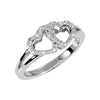 0.05 CTTW Diamond Double Heart Design Ring in Sterling Silver (Size 7 )