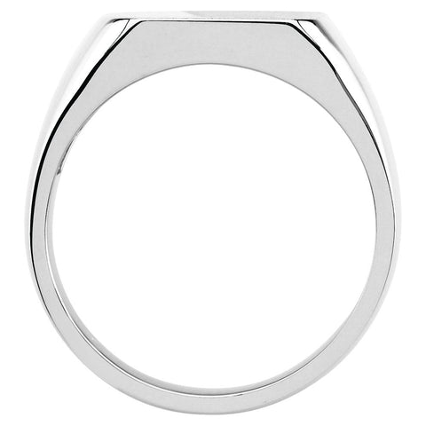 14k White Gold 14mm Men's Signet Ring with Brush Top Finish, Size 11