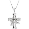 Sterling Silver Easter Message 18" Cross Necklace