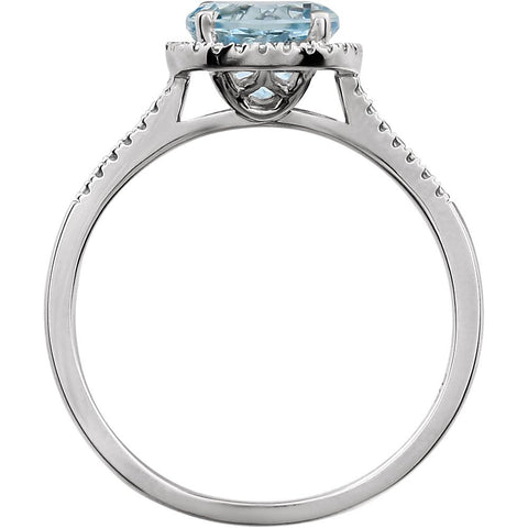 Sterling Silver Aquamarine & .01 CTW Diamond Ring