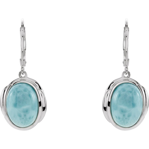 Sterling Silver Larimar Lever Back Earrings
