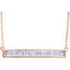 14k Rose Gold 1/2 ctw. Diamond Baguette Horizontal Bar 16-18-inch Necklace