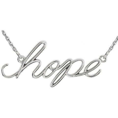 14k White Gold "Hope" 16.45" Necklace