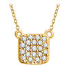 14k Yellow Gold 1/6 ctw. Diamond Square Cluster 16-18-inch Necklace