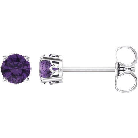 14k White Gold Amethyst 4-Prong Scroll Setting® Stud Earrings