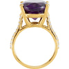 14k Yellow Gold Amethyst & 1/4 CTW Diamond Ring , Size 7
