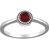 14k White Gold Garnet "January" Birthstone Ring, Size 7