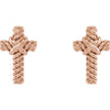 14k Rose Gold Rope Cross Earrings
