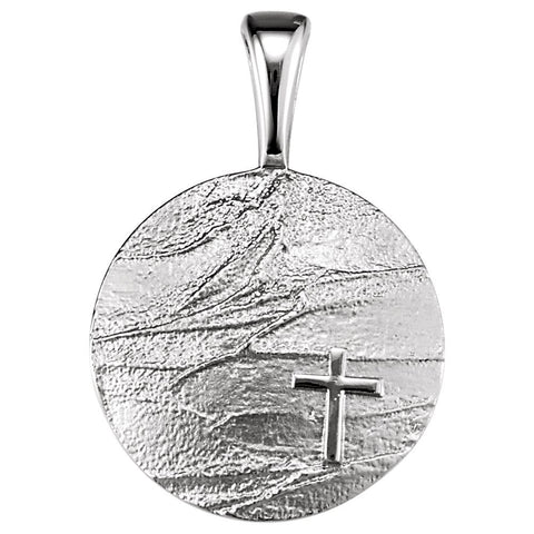 14k White Gold 27.6x19.1mm Heart print Storm Pendant