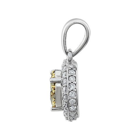 14k White Gold 3/8 CTW Diamond Yellow & White Halo Pendant