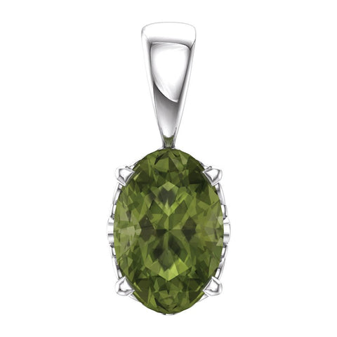 14k White Gold Peridot Pendant